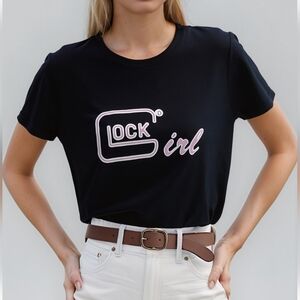 GLOCK Novelty Tee Short Sleeve Sz Small Black and Pink